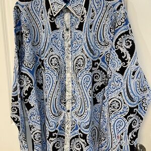 Robert Graham Men's Size Xl Classic Fit Blue Floral Print Long